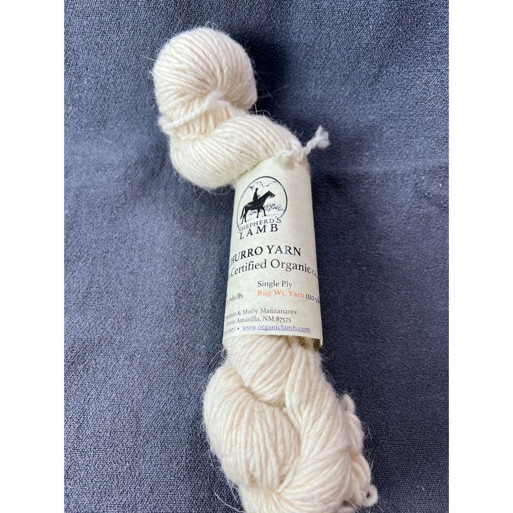 Shepherd's Lamb Churro Yarn 100% Organic‎ Wool Rug Weight Single Ply Cream 4oz